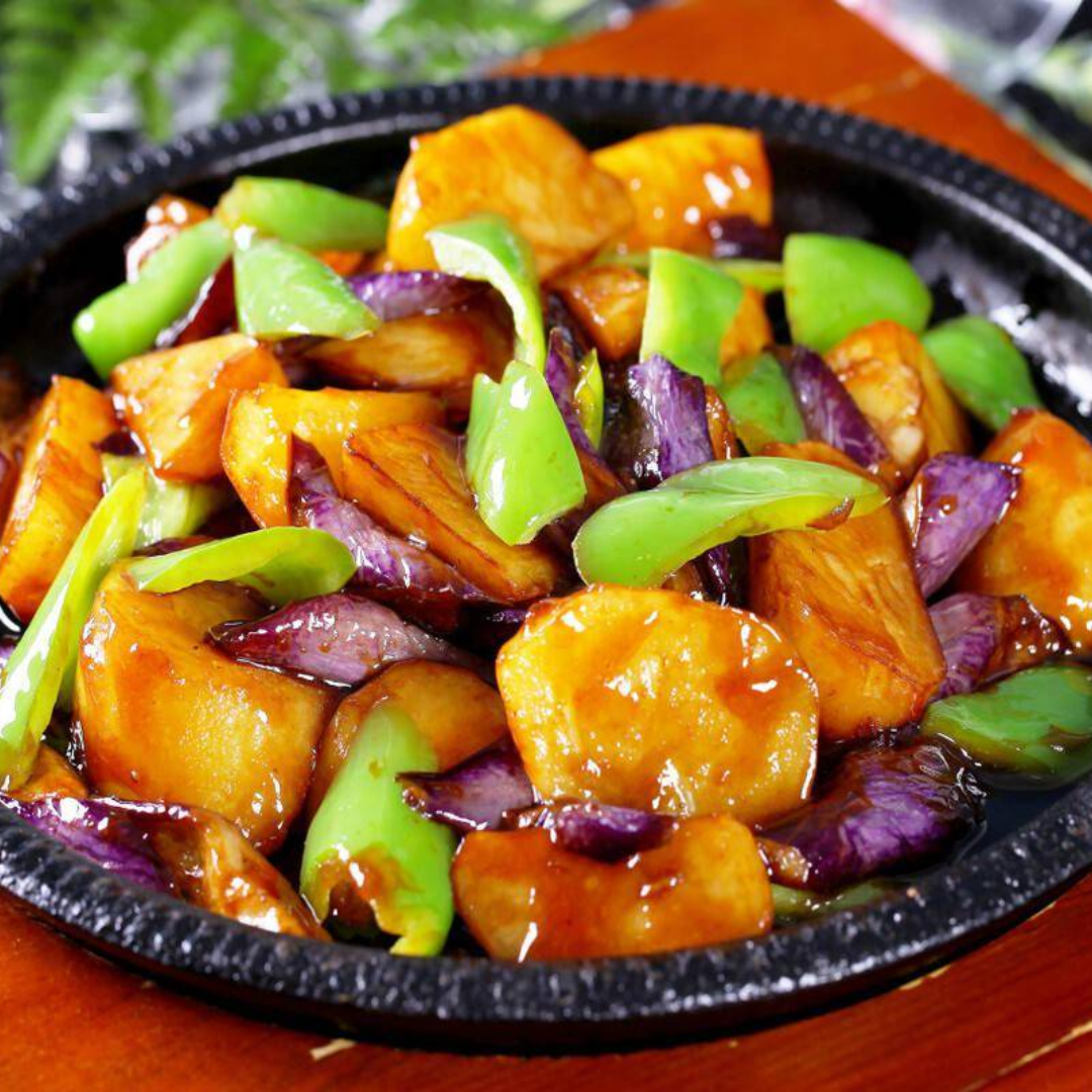 Stir-fried Potato, Eggplant, and Bell Pepper
