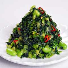 捏菜毛豆 (Pickled Mustard Greens with Edamame)
