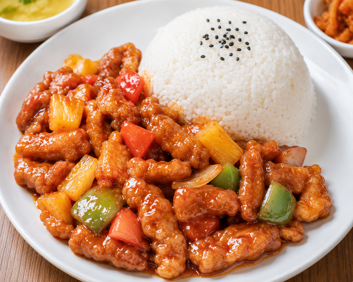 糖醋里脊饭 (Sweet & Sour Pork Rice)