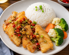 椒盐鱼排饭 (Salt & Pepper Fish Rice)