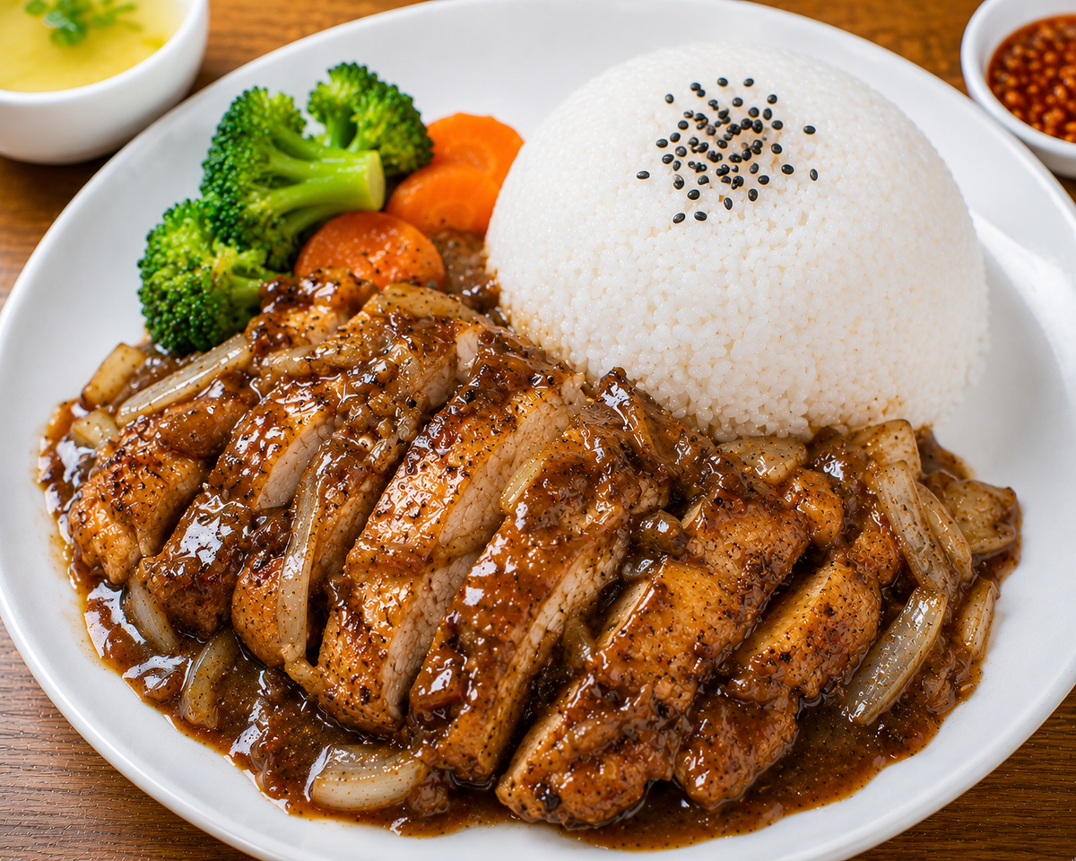 黑椒鸡排饭 (Black Pepper Chicken Rice)